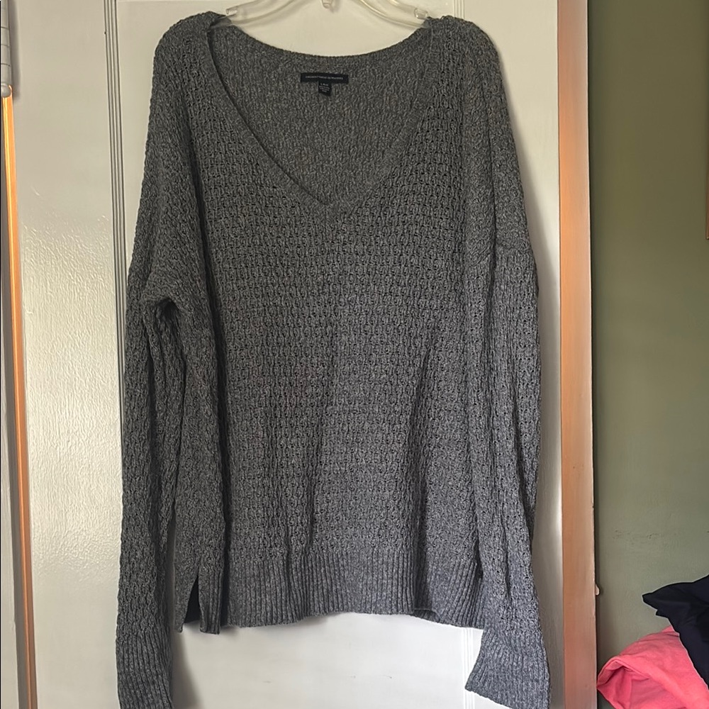 American Eagle Outfitters Charcoal V-Neck Sweater
